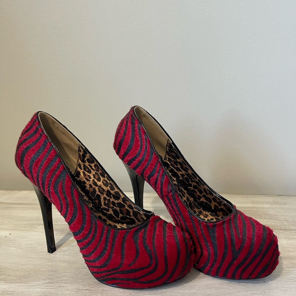 Zebra Red and Black Women's Heels